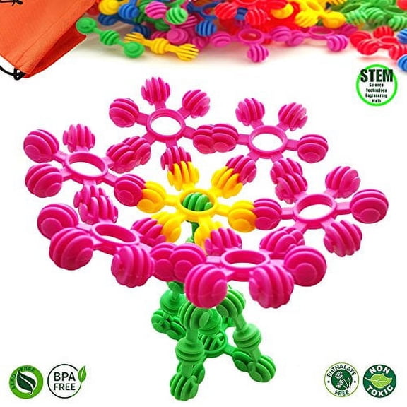 Star Flex Creative Connecting Building Blocks for Kids by Skoolzy - Preschool STEM Toys for Girls and Boys