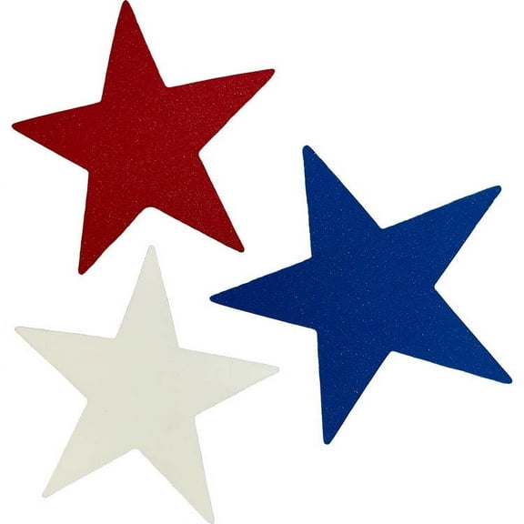 Star Foam Craft Shapes, 48/pack, including 16 red, 16 white and 16 blue stars, for Craft Projects.