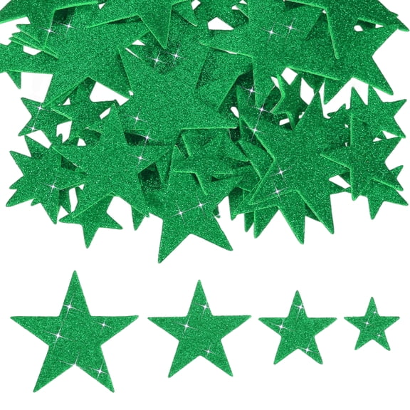 Star Foam Stickers, 70Pcs EVA Self Adhesive Glitters Foam Shape Sticker Craft Supplies for Scrapbook Card DIY Making Home Decor, Green