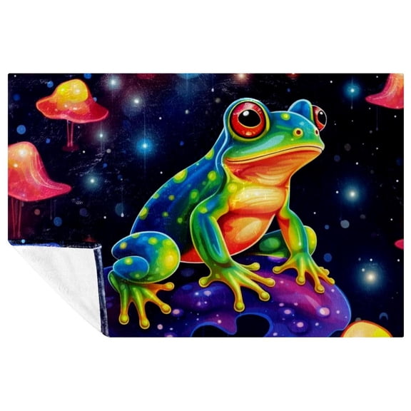 Star Frog Fluffy Blankets Cozy Microfiber Throw Blanket - Soft and Warm Printed Lightweight Blanket for Sofa, Bed, Couch, Office, Camping