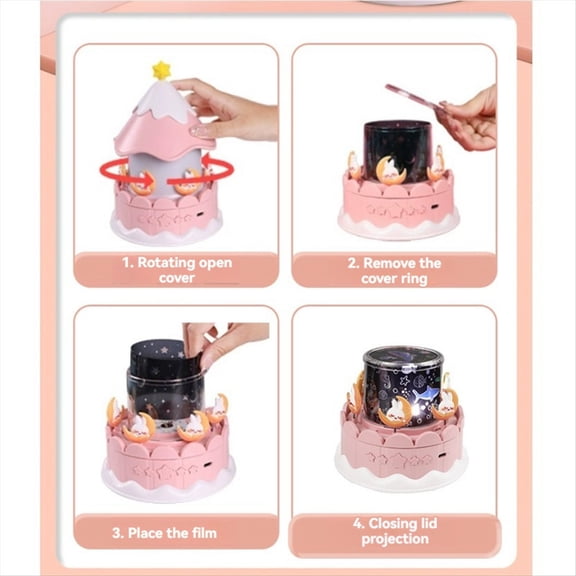 Star Galaxy Projector Night Light for Kids 360° Rotating Baby Ceiling Projector with Dimmable Light for Bedroom,1 x Night Light 1 x USB Type-C Cable 21 x Films projection 1 x Remote Control,Pink