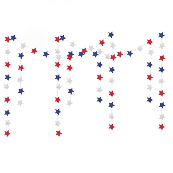 Star Garland Banner Streamers Red White and Blue, Patriotic Decorations for 4th of July, Independence Day, Labor Day, Veterans Day, Memorial Day