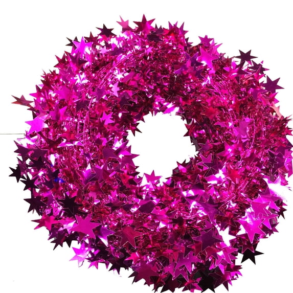 Star Garland Decorations with Wire Core, 24.6 Ft 1-Pack, Hot Pink, for Christmas and Party Decoration
