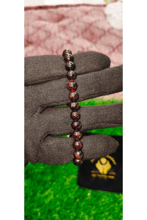 Star Garnet Beaded Bracelet | 8mm Natural Deep Red Gemstone Beads | January Birthstone Jewelry Gift | Elastic Stretch Fine Fashion Bracelet