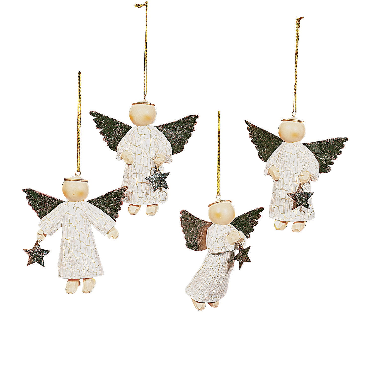 Hand-Painted Resin Angel Christmas Ornaments Set, 3-Inch, 12 Pieces