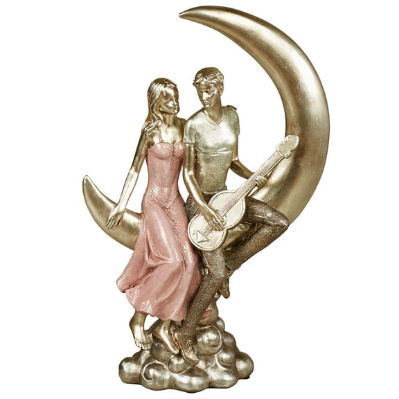 Star Gazing Romantic Couple Figurine Platinum 9”Wx3.5”Dx14”H