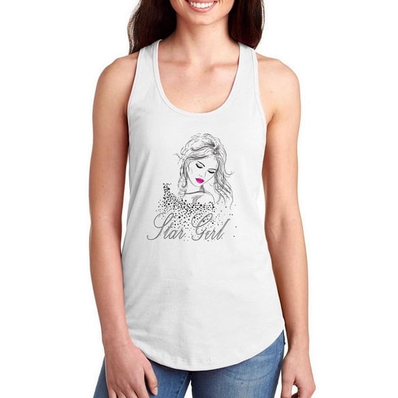 Star Girl Silhouette Art Racerback Tank Women -Image by Shutterstock, Female Medium