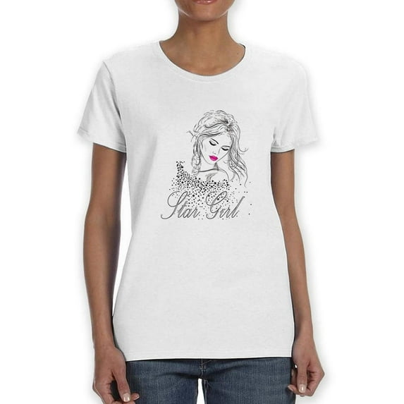 Star Girl Silhouette Art Shaped T-Shirt Women -Image by Shutterstock, Female Small