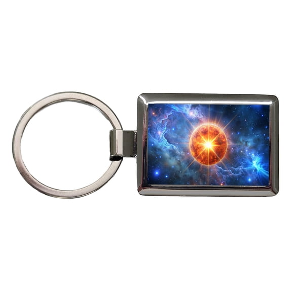 Star Going Nova Sci-fi Galaxy Space Metal Rectangle Keychain