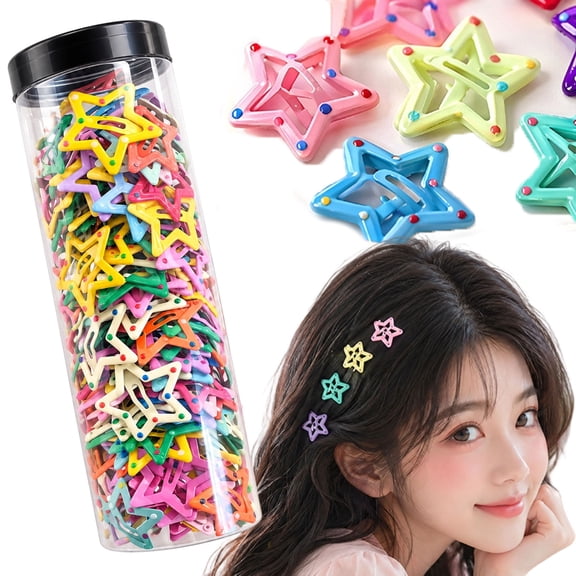 Star Hair Clips, Snap Hair Barrettes, Non-Slip Colorful Hair Clips for Girls