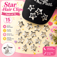 thumbnail image 1 of Star Hair Clips for Girls & Women, Pack of 15 Metal Snap Hair Clips, Lightweight No-Slip Barrettes for All Hair Types, Cute Everyday Hair Accessories, 1 of 5