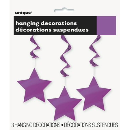 Star Hanging Decorations, 26 in, Purple, 3ct