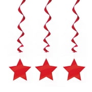 Star Hanging Decorations, 26 in, Red, 3ct