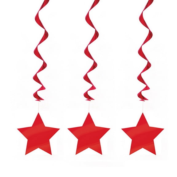 Star Hanging Decorations, 26 in, Red, 3ct