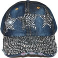 thumbnail image 1 of Star Hat for Girls and Women Rhinestone Hat, Bedazzled Baseball Caps, Distressed Hat, Fancy Denim Bejeweled Hats, 1 of 9