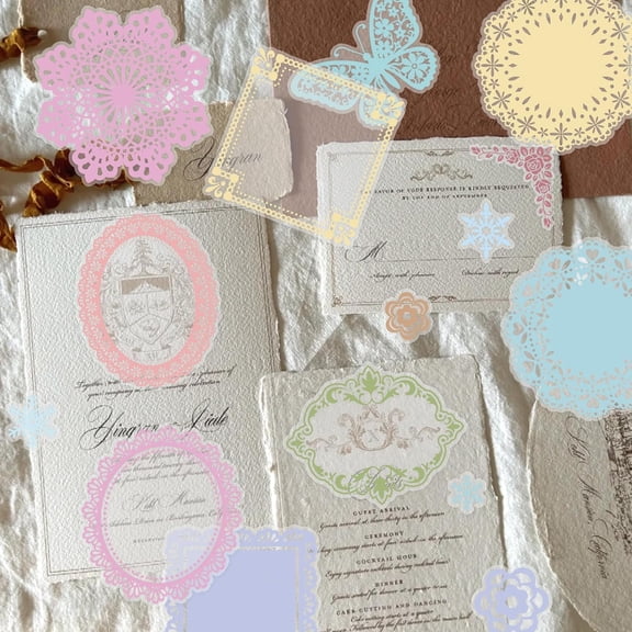 Star Haven 130 Pcs Lace Scrapbook Stickers - Colorful Butterfly & Feather Embellishments for Journaling, Wedding Albums, DIY Crafts, Scrapbooking Supplies & Bullet Journal Decor