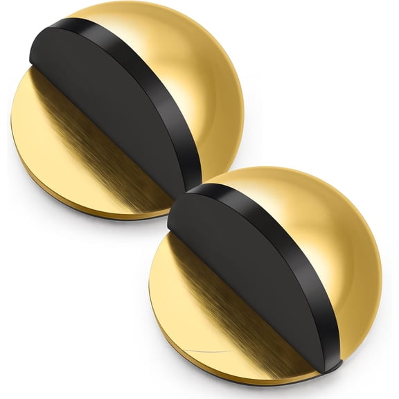 Star Haven 2 Pcs Self Adhesive Door Stop for Floor,Gold | Stainless Steel Half Dome Stoppers, Wall Protector for Home Office, Prevents Slamming, Durable Base Bumper Design