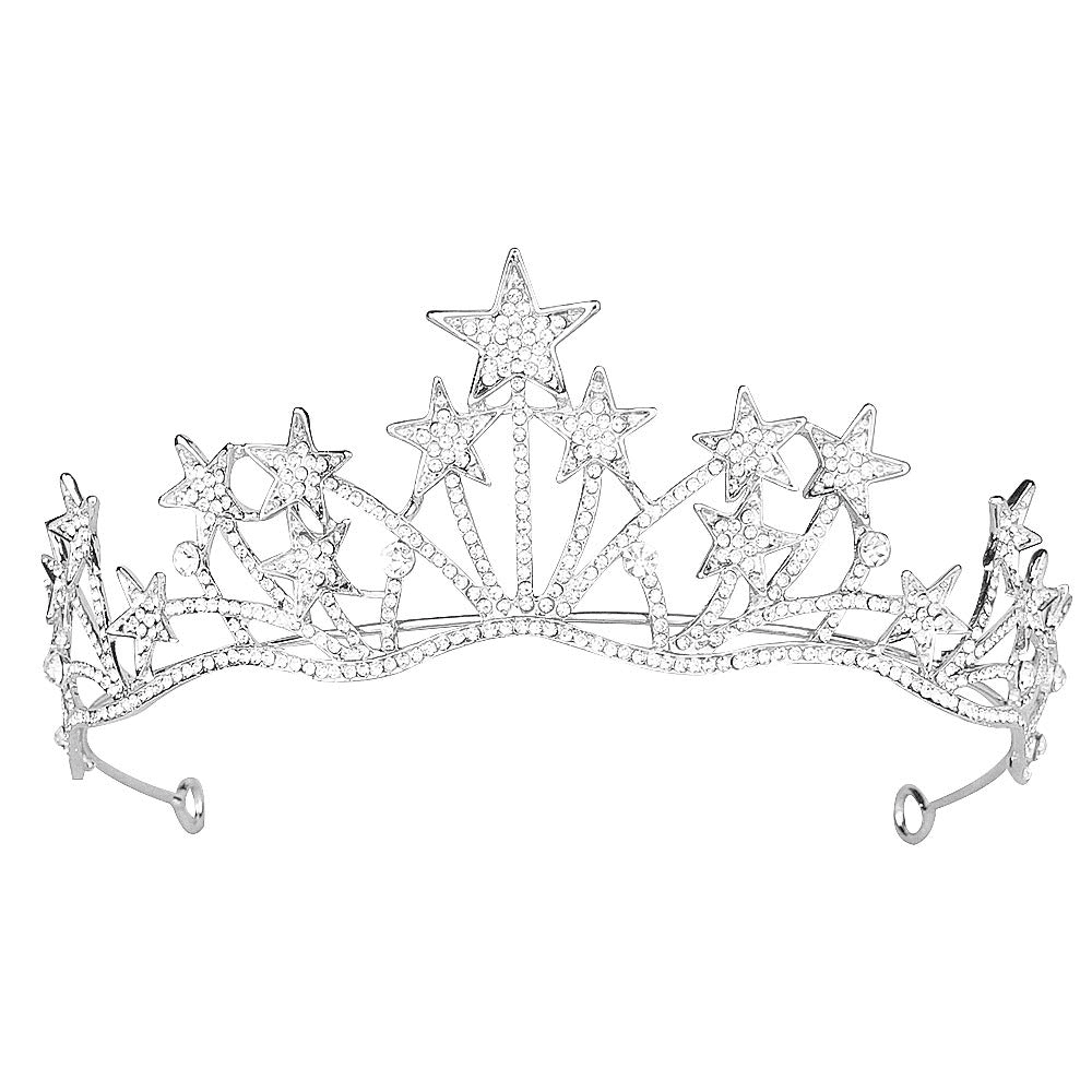 Crystal Rhinestone Star Headband, Wedding Tiara New Baroque Star Headpiece Crown Rhinestone Crystal Headband  main image 2