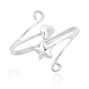 Star Heart Wrap Swirl Wire .925 Silver FSz Ring-Toe ring