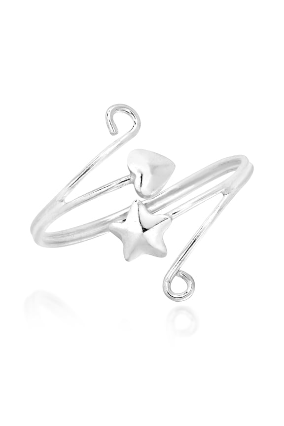 Star Heart Wrap Swirl Wire .925 Silver FSz Ring-Toe ring