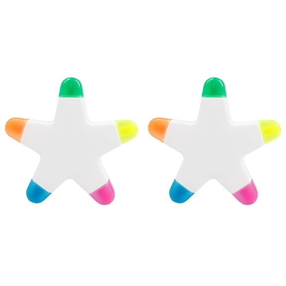 Star Highlighters, 2 Pcs 5-in-1 Colorful Watercolor Highlighter Pens, Assorted Colors, Creative Star Shape Fluorescent Pens for Classroom, Office, Travel, Aesthetic Stationery Classroom Supplies