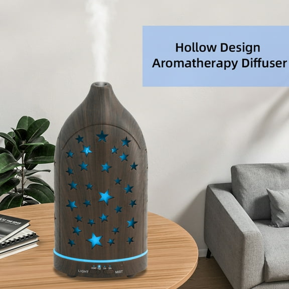 Star Hollow Aromatherapy Diffuser: Ultra Quiet 7-Color LED Essential Oil Diffuser for Home Office Bedroom Yoga Spa Relaxation Therapy