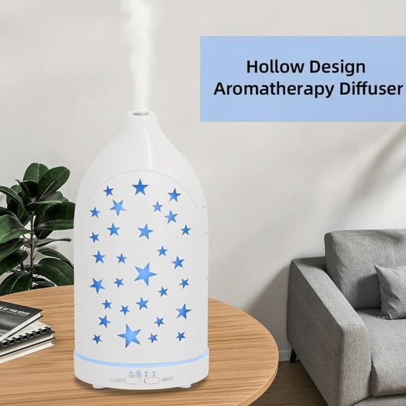 Star Hollow Ultrasonic Diffuser - 7-Color LED  Quiet Humidifier  Auto Shut Off  Essential Oil Aromatherapy for Home & Office