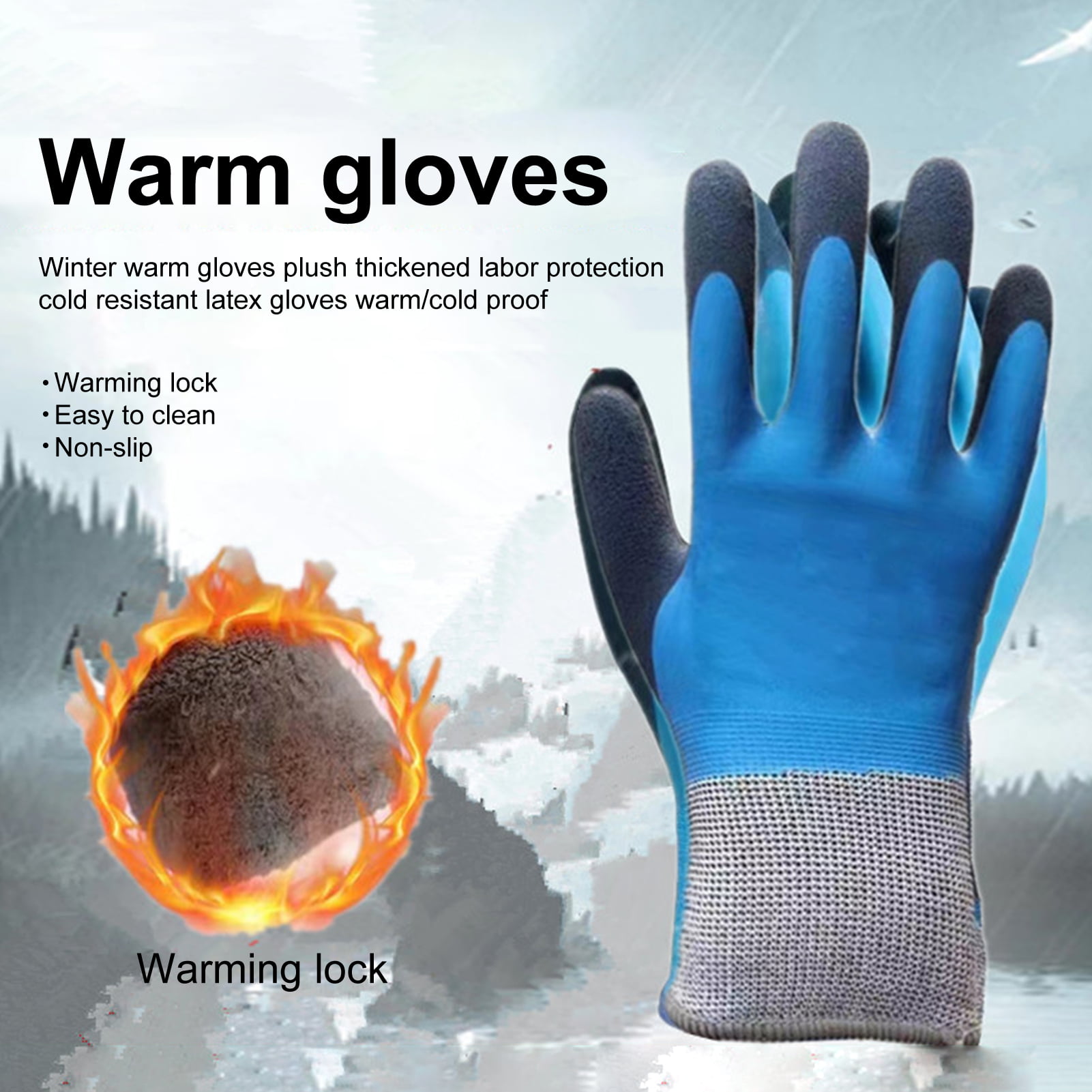 Star Home 1 Pair Fishing Gloves Non-slip Waterproof Full Finger Plush  Lining Keep Warm Latex Coated Winter Thermal Men Women Work Gardening  Gloves for