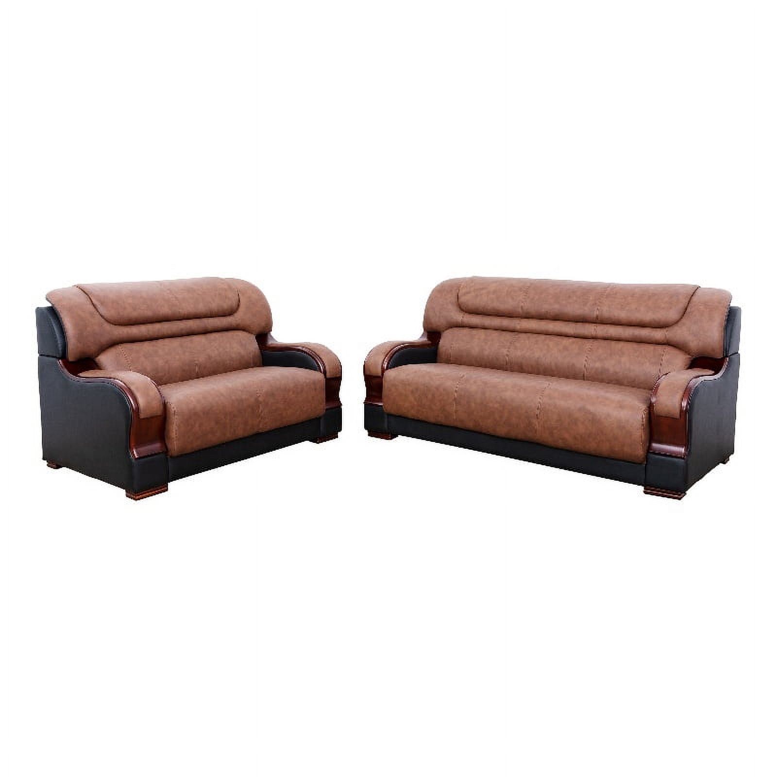 Star Home Living 2 Pieces Genuine Leather Brown Color Living Room Set