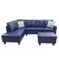 thumbnail image 1 of Star Home Living 3-Piece Faux Leather Left Facing Sectional in Navy Blue, 1 of 5