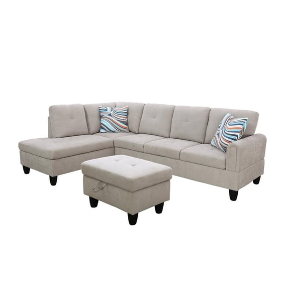 Star Home Living 3PC Left-Facing Sectional Sofa with Ottoman