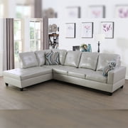 Star Home Living Corp Ben Faux Leather Left Sectional Sofa in Silver Powder