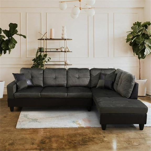 Star Home Living Corp Chris Fabric Right Facing Sectional in Taupe Gray