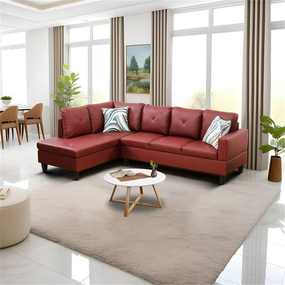 Star Home Living Corp Chris Faux Leather Left Facing Sectional Red