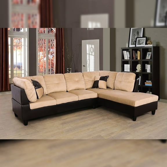 Star Home Living Corp Chris Microfiber Fabric Right Facing Sectional in Beige