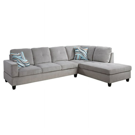 Star Home Living Corp Harry Fabric Right Sectional Sofa in Elephant Gray