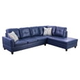 thumbnail image 1 of Star Home Living Corp Harry Faux Leather Right Sectional Sofa in Blue, 1 of 2