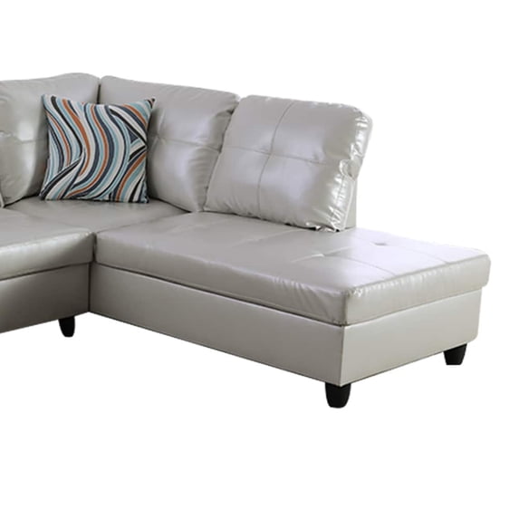 Star Home Living Corp Harry Faux Leather Right Sectional Sofa in Silver Powder