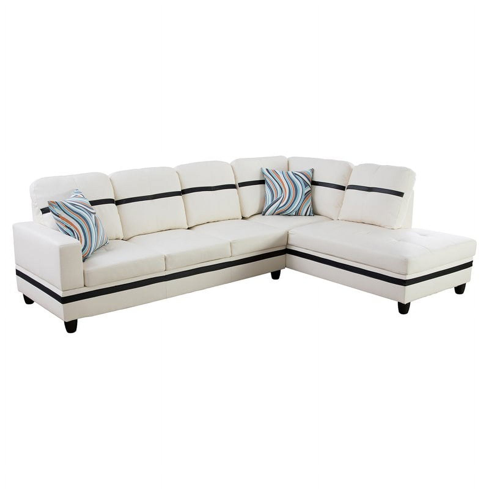 Star Home Living Corp Harry Faux Leather Right Sectional Sofa in White ...