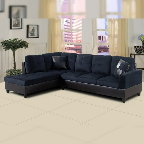 Star Home Living Corp Lisa Fabric Right Facing Sectional in Mightnight Blue