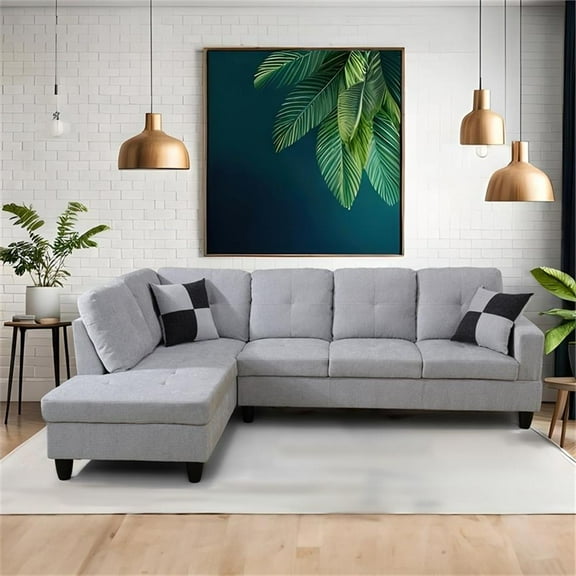 Star Home Living Corp Tracy Flannelette Fabric Left Facing Sectional in Gray