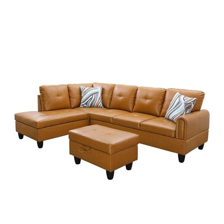 Star Home Living Faux Leather 3PC Sectional w/ottoman (Rusty Orange)