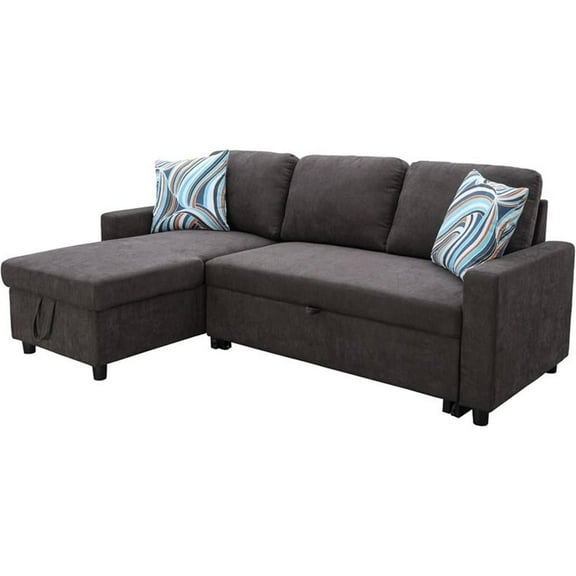 Star Home Living Hannah Microfiber Fabric Revers. Sectional Sofa in Dark Brown
