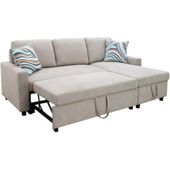 Star Home Living Hannah Microfiber Fabric Revers. Sectional Sofa in Gray