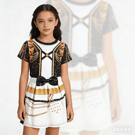 Star Idol Outfit Role Play Princess T-Shirt Skirt Set , Halloween Birthday Party Pop Performance Outfits Halloween Anime Cosplay Costume for Movie Fans