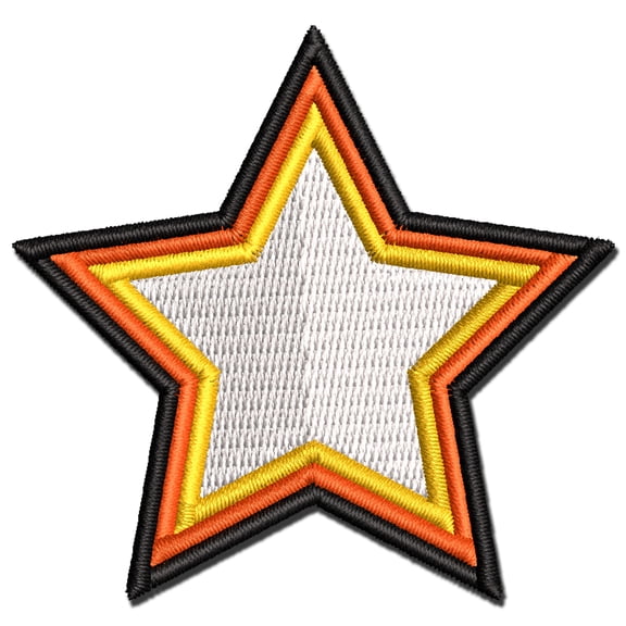 Star Inner Outline Applique Multi-Color Embroidered Iron-On Patch - 2.0 Inch Mini