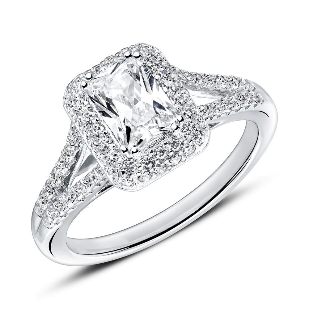 Star Jewelry Elegant 2.1 Ct Radiant Cut Engagement Ring with Moissanite ...