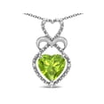 thumbnail image 1 of Star K� 10k Gold Heart Shape 8mm Genuine Peridot Heart Halo Embrace Pendant Necklace, 1 of 9