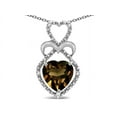thumbnail image 1 of Star K� 10k Gold Heart Shape 8mm Genuine Smoky Quartz Heart Halo Embrace Pendant Necklace, 1 of 9