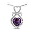 thumbnail image 1 of Star K� 10k Gold Heart Shape 8mm Simulated Alexandrite Heart Halo Embrace Pendant Necklace, 1 of 9